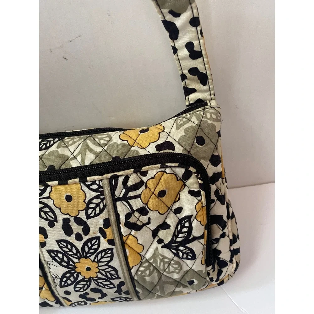Vera Bradley Safari‎ Sunset Quilted Cotton Crossbody Bag Yellow Floral Leopard